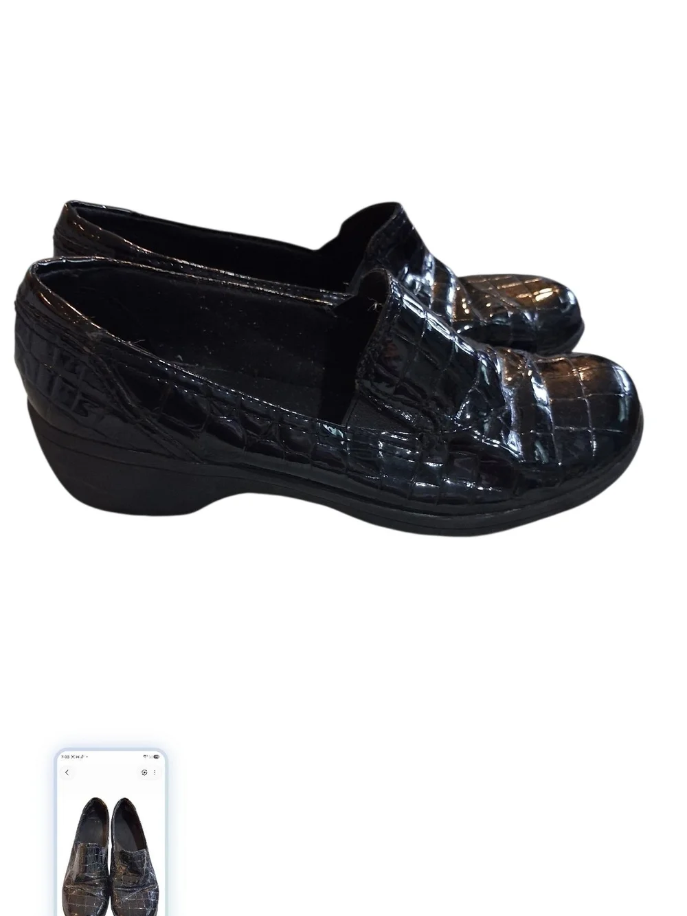 Clarks Black Croc-Pattern Slip-On Loafers